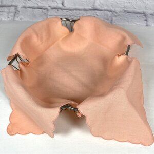 Vintage Hot Dinner Roll Bread Basket Fabric Liner Warmer Peach Scalloped Edge